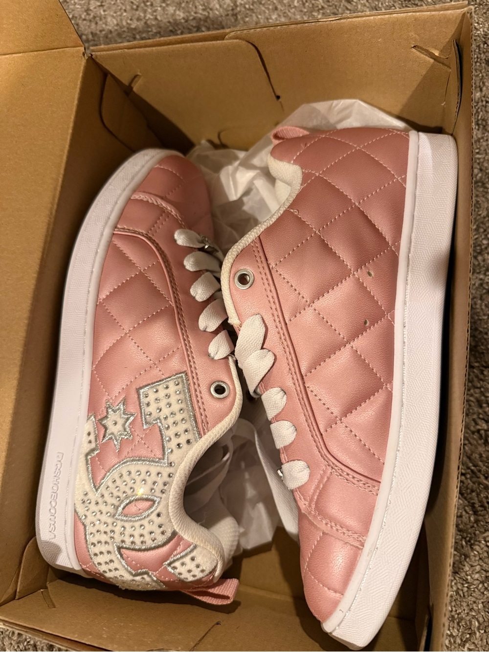 DC Pink Quilted  Sneakers with Rhinestone